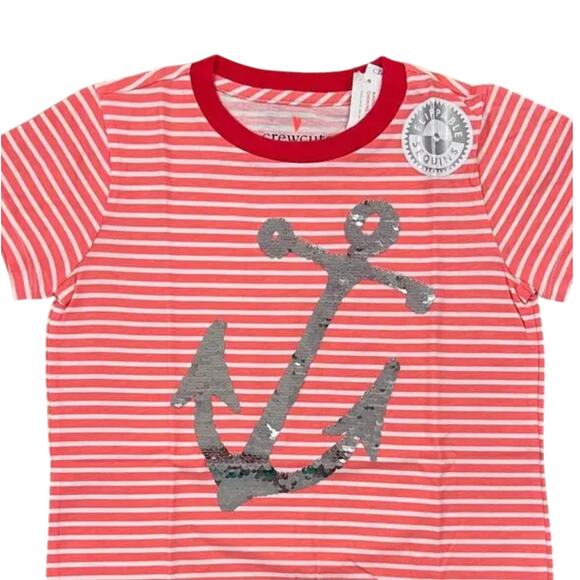 NWT J. Crew Girls' Pink, Red & White W/Flippable Sequin Anchor T-Shirt - Picture 2 of 12
